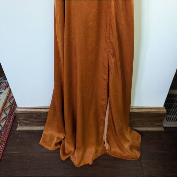 NWT Constantine Rust Orange Satin Maxi Dress - Picture 6 of 11